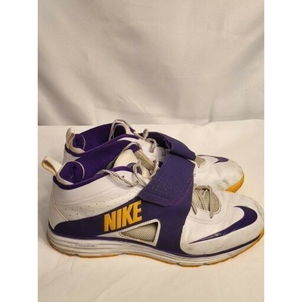 Nike Huarache Turf Lacrosse White Purple Gold Shoes Sneakers Men’s Size 15